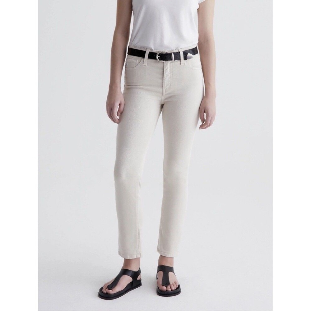 AG Adriano Goldschmied Jeans Womens 31 Mari Crop High Rise Slim Straight Cream